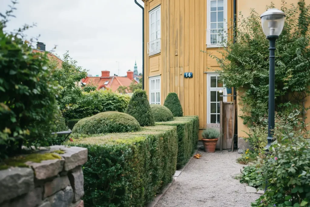 besk rning av h ckar och formklippning i bostadsg rd p s dermalm